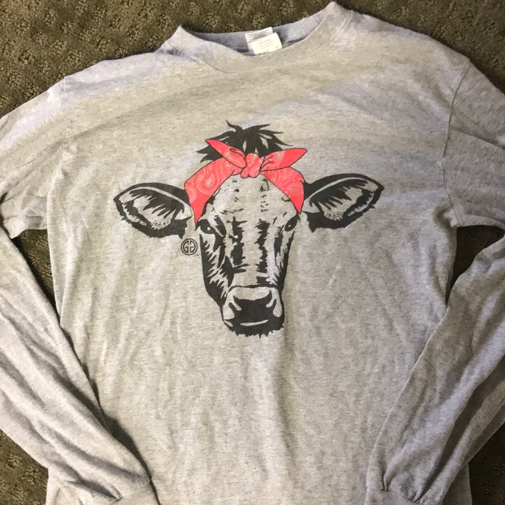 cow bandana crewneck longsleeve t shirt